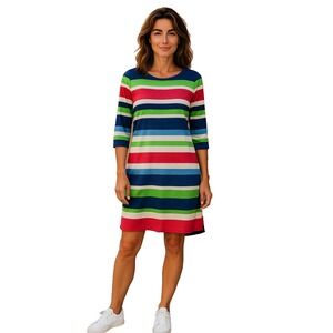 Vince Camuto 3/4  Sleeves Shift Dress‎ Multicolored Stripes Shift Dress Size 8